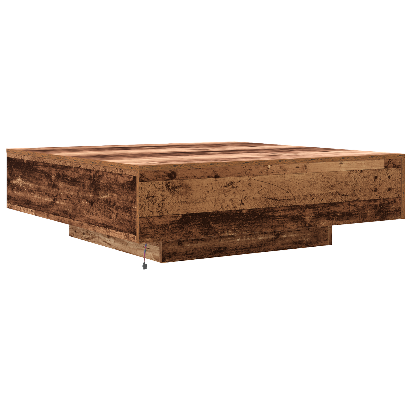 Salongbord Sofabord Tre med LED-belysning Gamle Treverk 100x100x31 cm