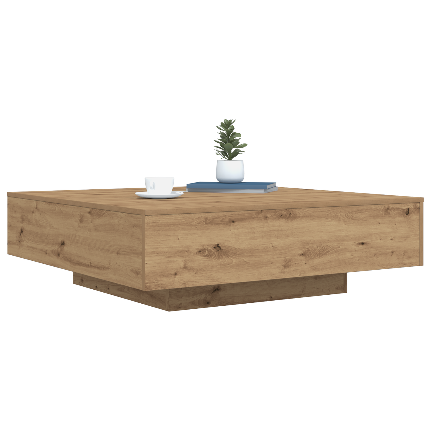 Salongbord Sofabord Artisan Eik med LED-lamper 100x100x31 cm