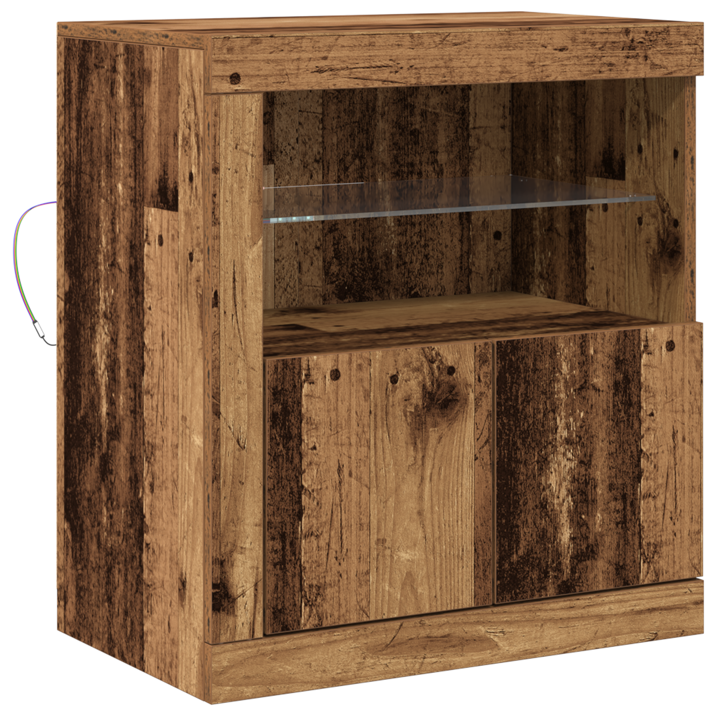 Skjenk Gammelt Tre med LED-lamper 60,5x37x67 cm
