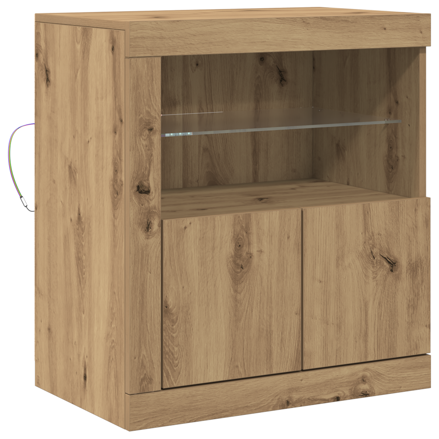 Skjenk Artisan Eik med LED-lys 60,5x37x67 cm