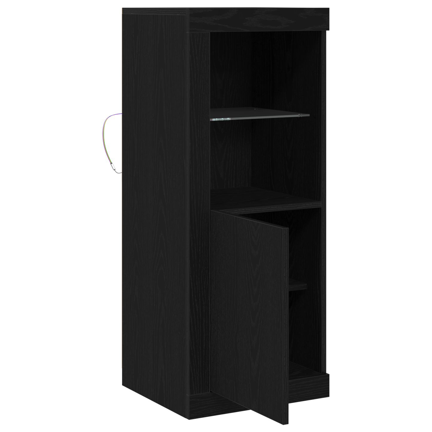 Skjenk Svart Eik LED lys 41x37x100 cm