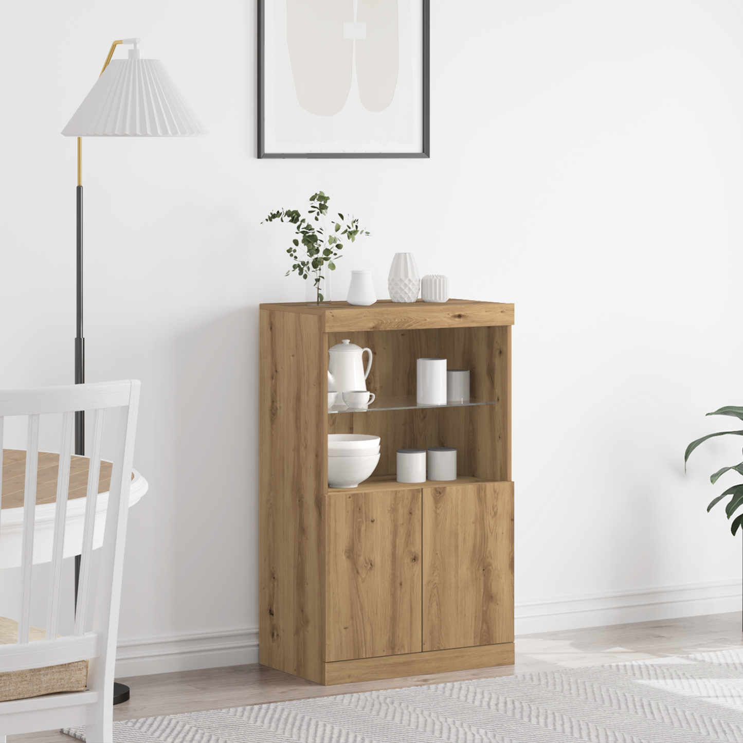 Skjenk Artisan Eik med LED-lamper 60x37x100 cm