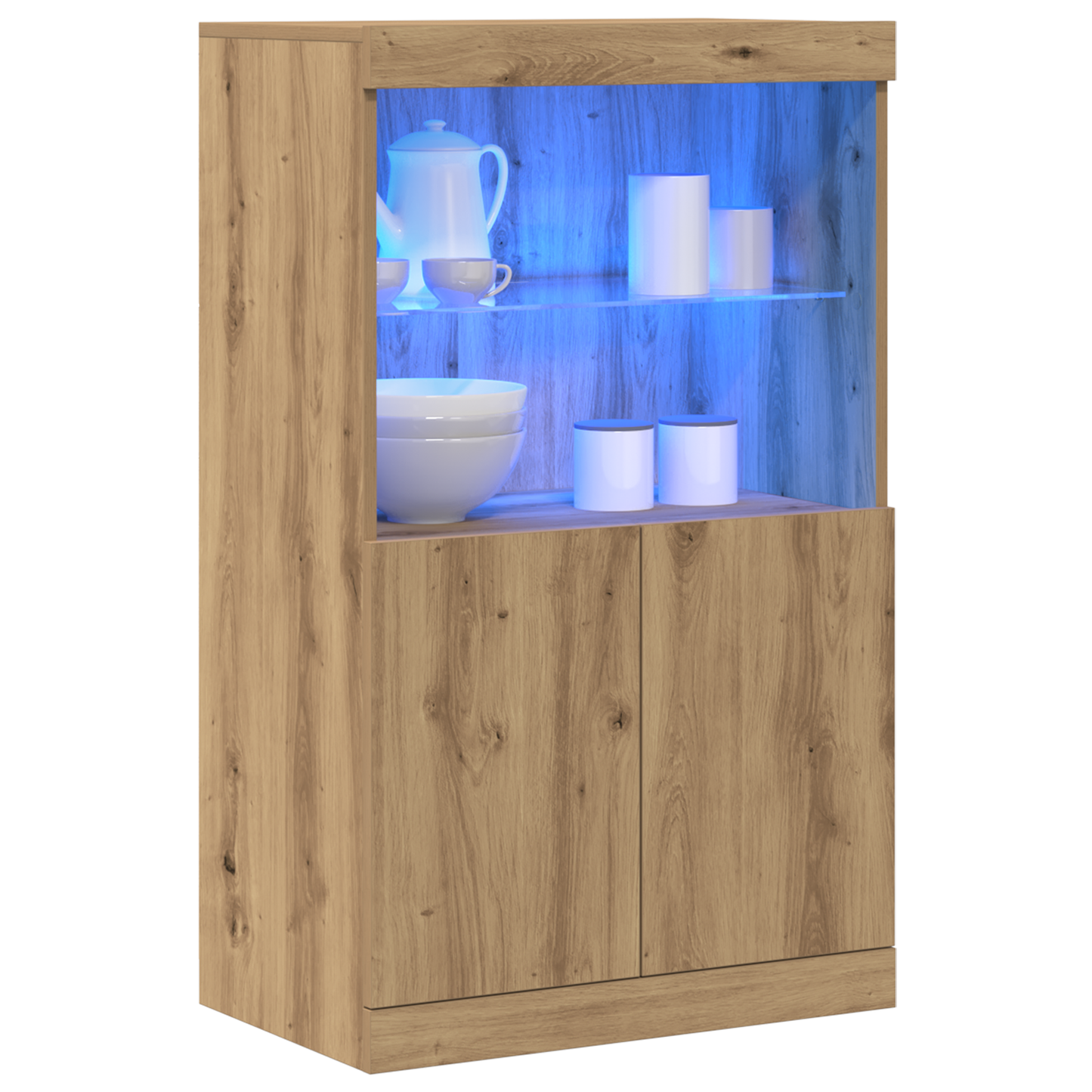 Skjenk Artisan Eik med LED-lamper 60x37x100 cm