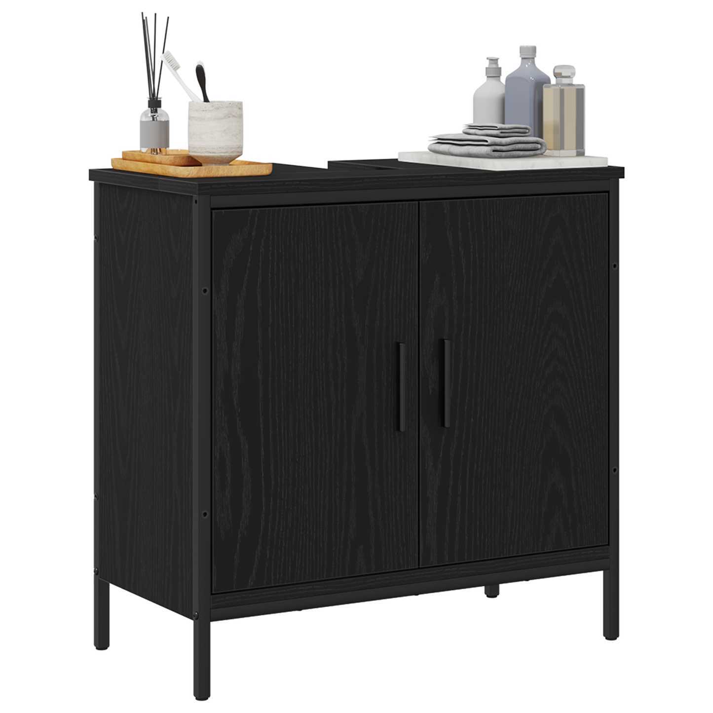 Baderomsvaskskap Sort Eik 60x30x60 cm Konstruert Tre