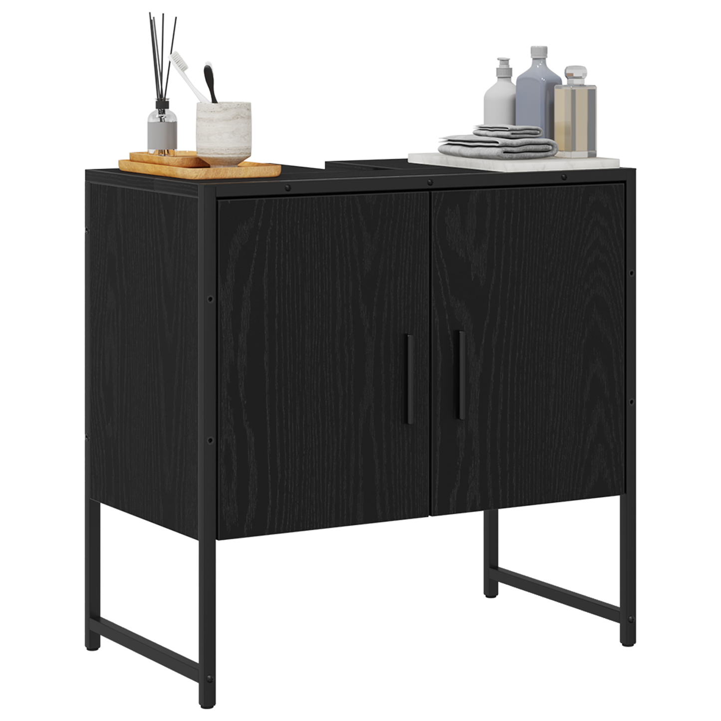 Baderomsskap Svart eik 60x33x60 cm Konstruert tre