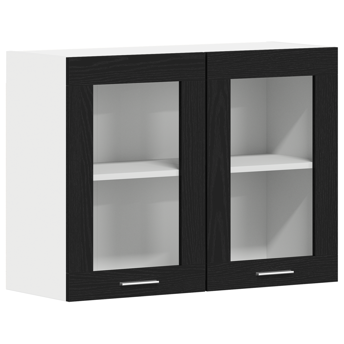 Svart Eik Hengende Glasskap 80x31x60 cm laget av konstruert tre