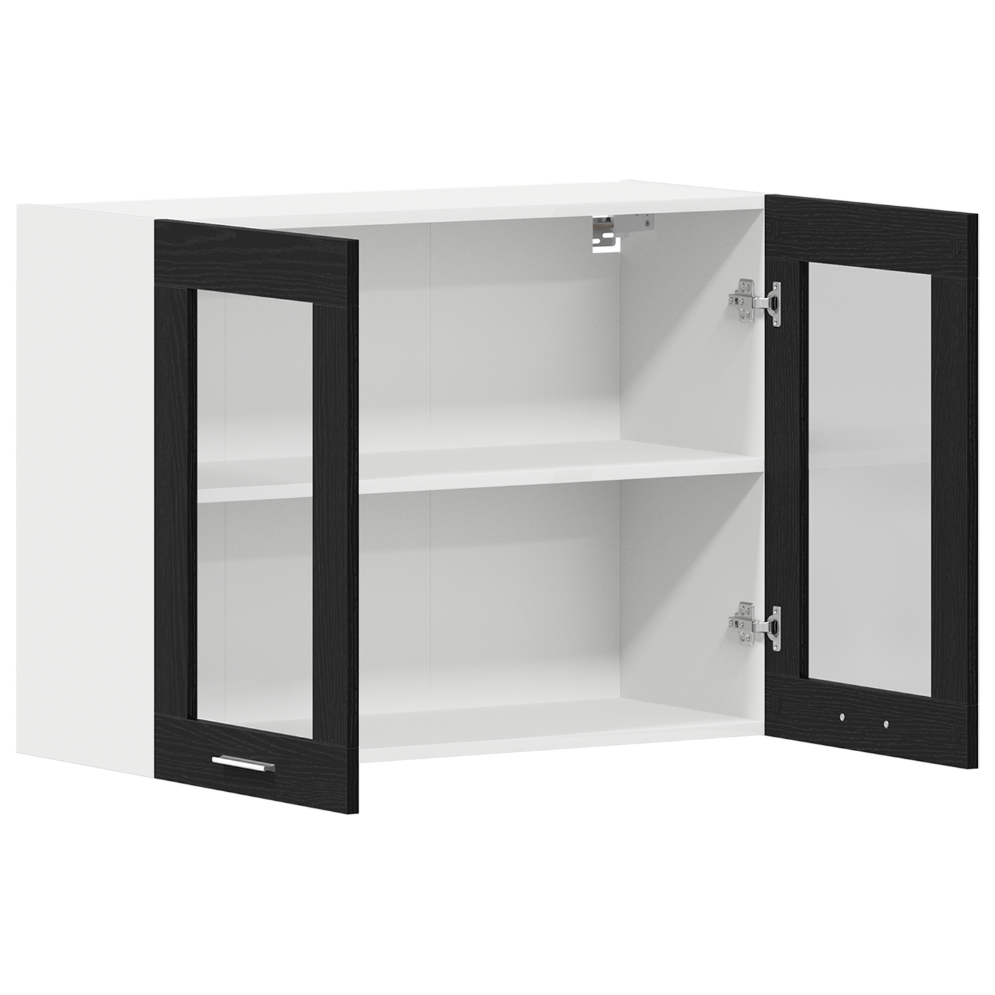 Svart Eik Hengende Glasskap 80x31x60 cm laget av konstruert tre