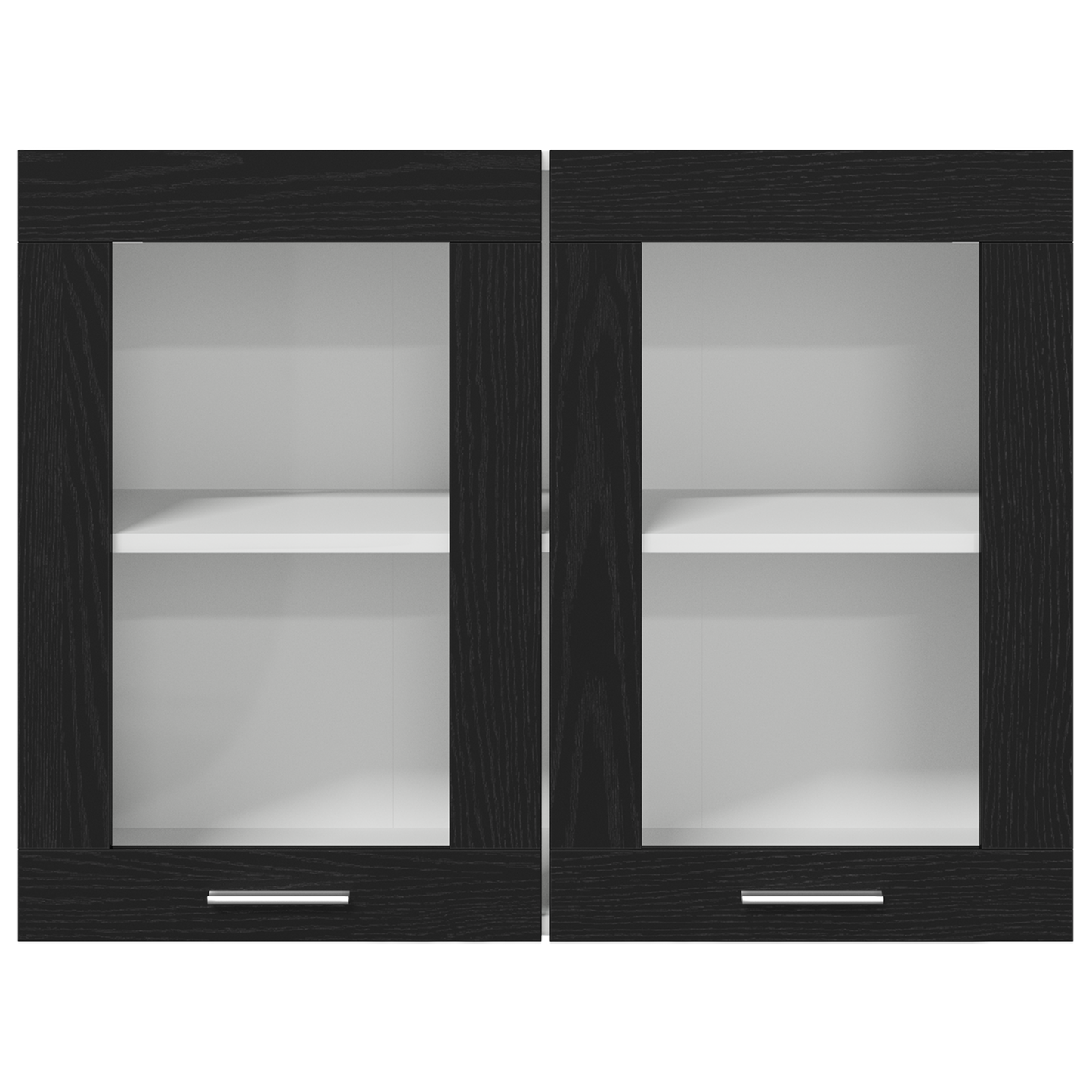 Svart Eik Hengende Glasskap 80x31x60 cm laget av konstruert tre
