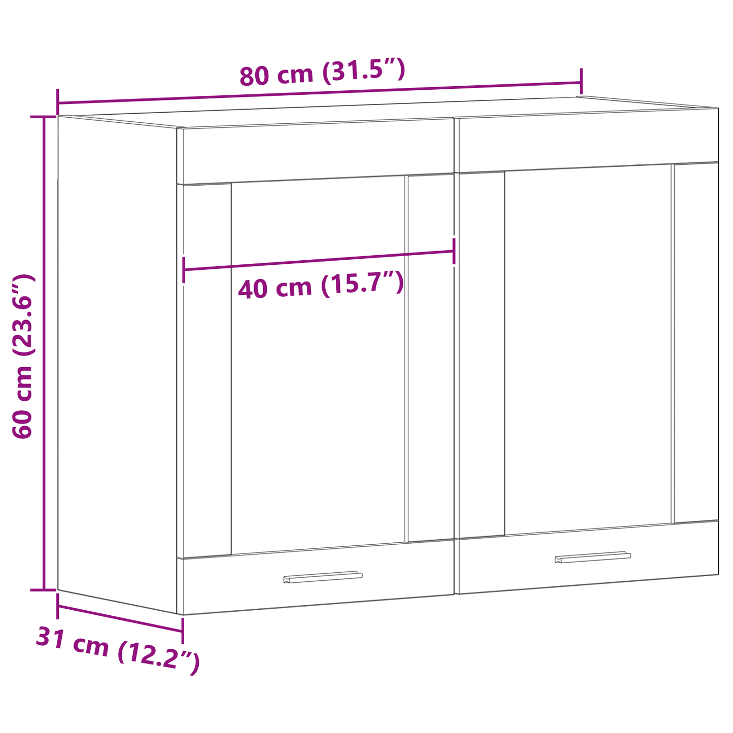 Svart Eik Hengende Glasskap 80x31x60 cm laget av konstruert tre
