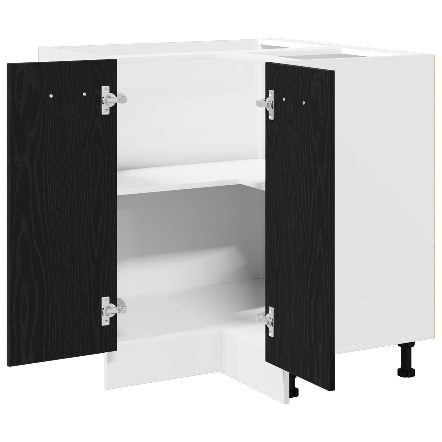 Svart Eik Hjørne Bunnskap - 75,5 x 75,5 x 81,5 cm, Laget av Konstruert Tre