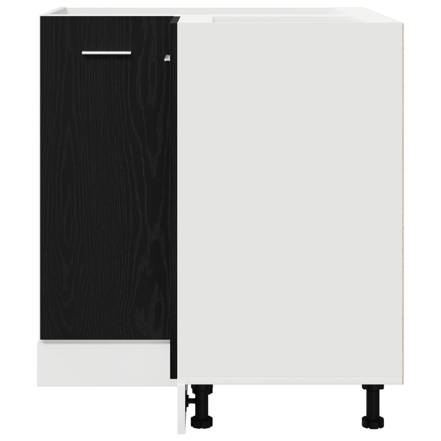 Svart Eik Hjørne Bunnskap - 75,5 x 75,5 x 81,5 cm, Laget av Konstruert Tre