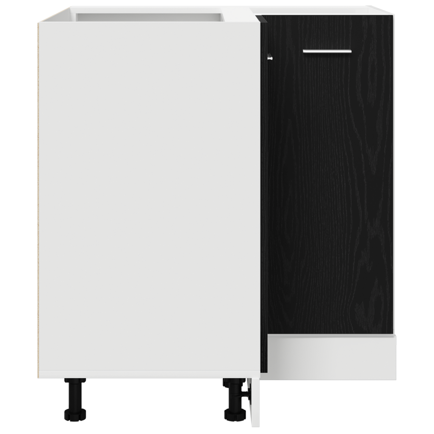 Svart Eik Hjørne Bunnskap - 75,5 x 75,5 x 81,5 cm, Laget av Konstruert Tre