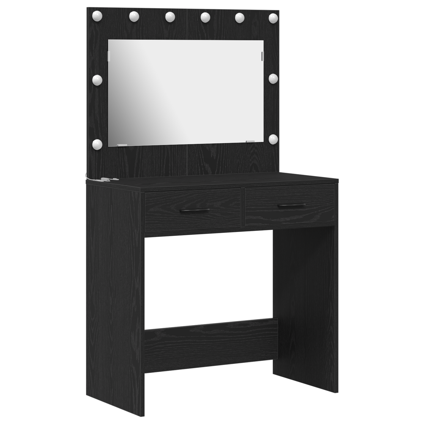 Smykkebord med LED-lamper - Svart Eik 78,5x41x135 cm