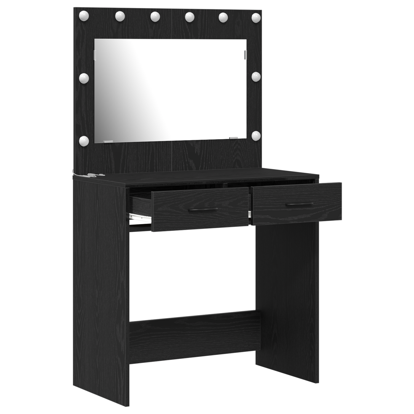 Smykkebord med LED-lamper - Svart Eik 78,5x41x135 cm