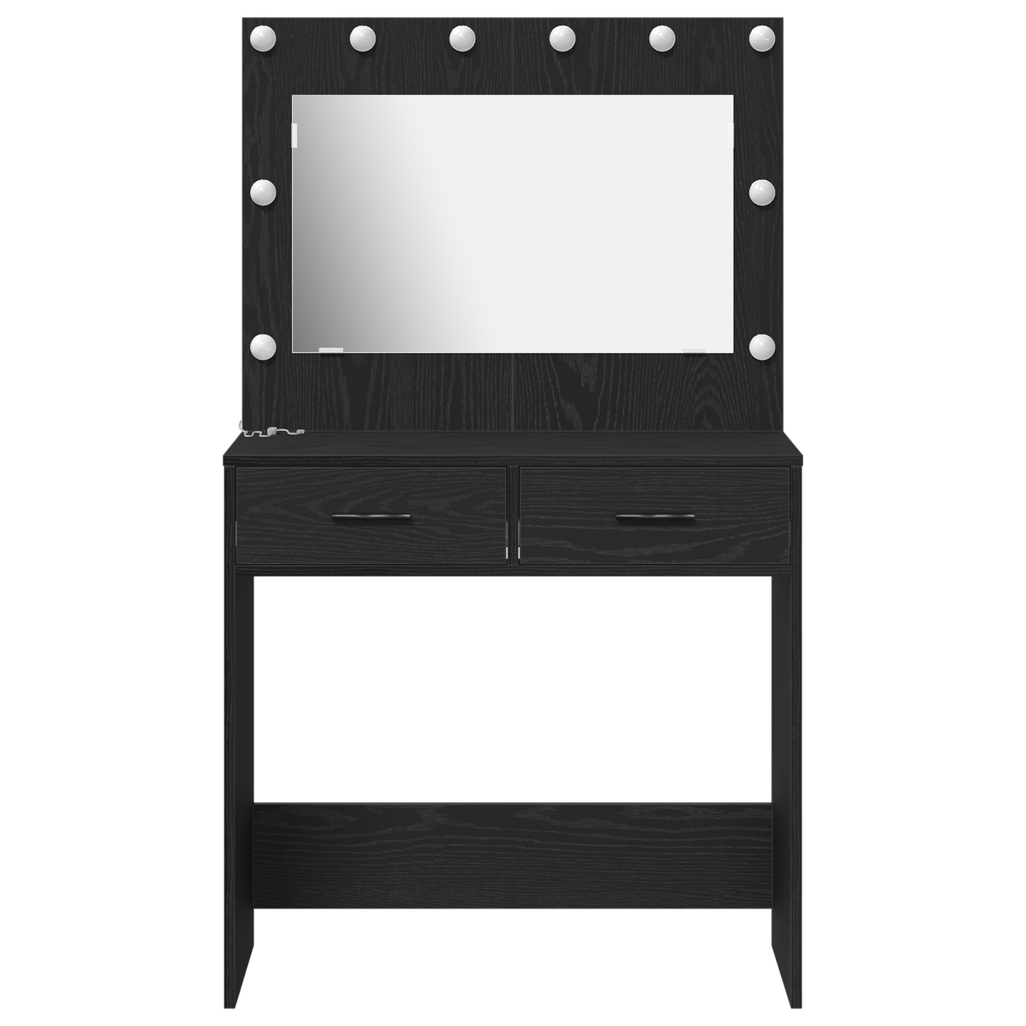 Smykkebord med LED-lamper - Svart Eik 78,5x41x135 cm