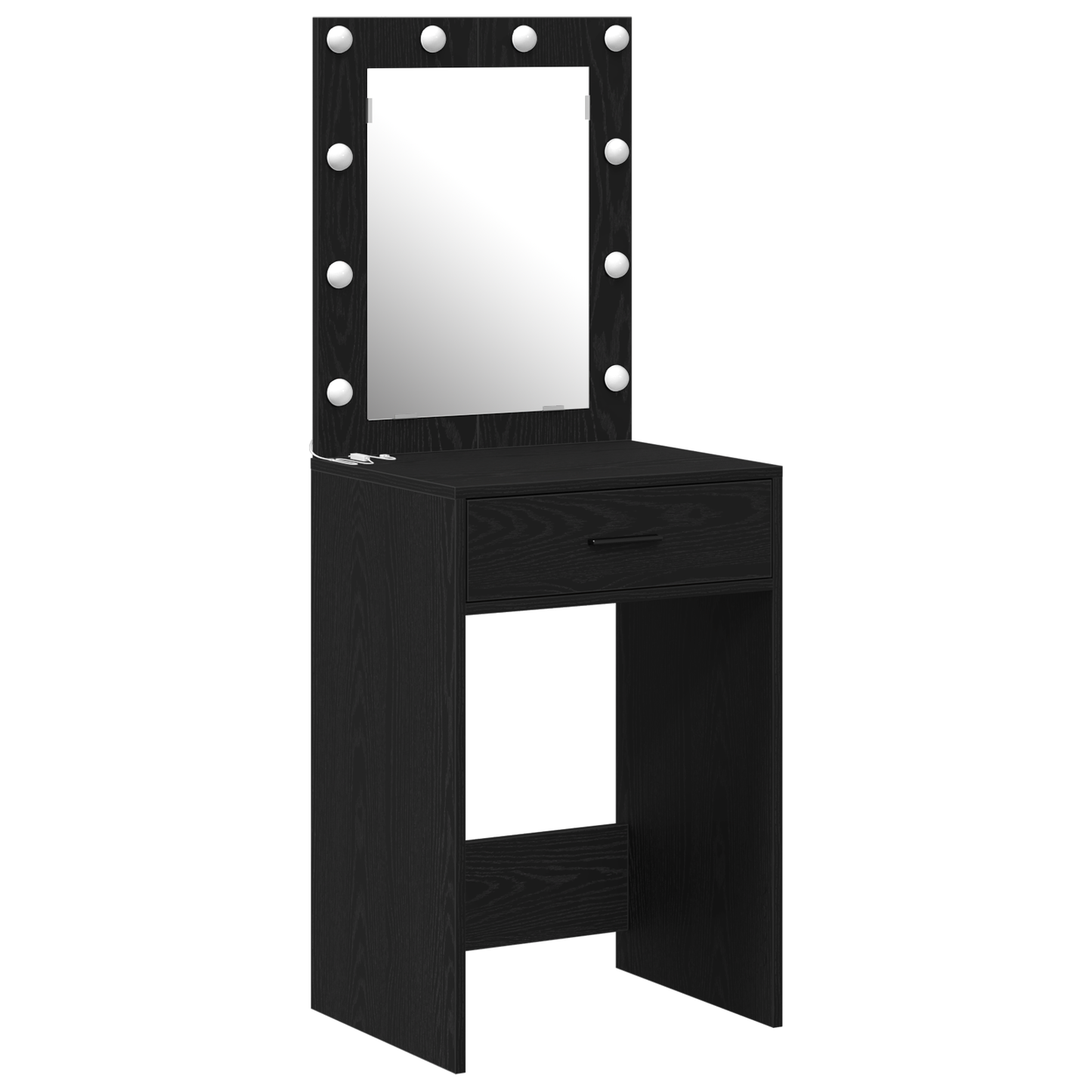 Sminkebord Svart Eik LED 50x41x135 cm