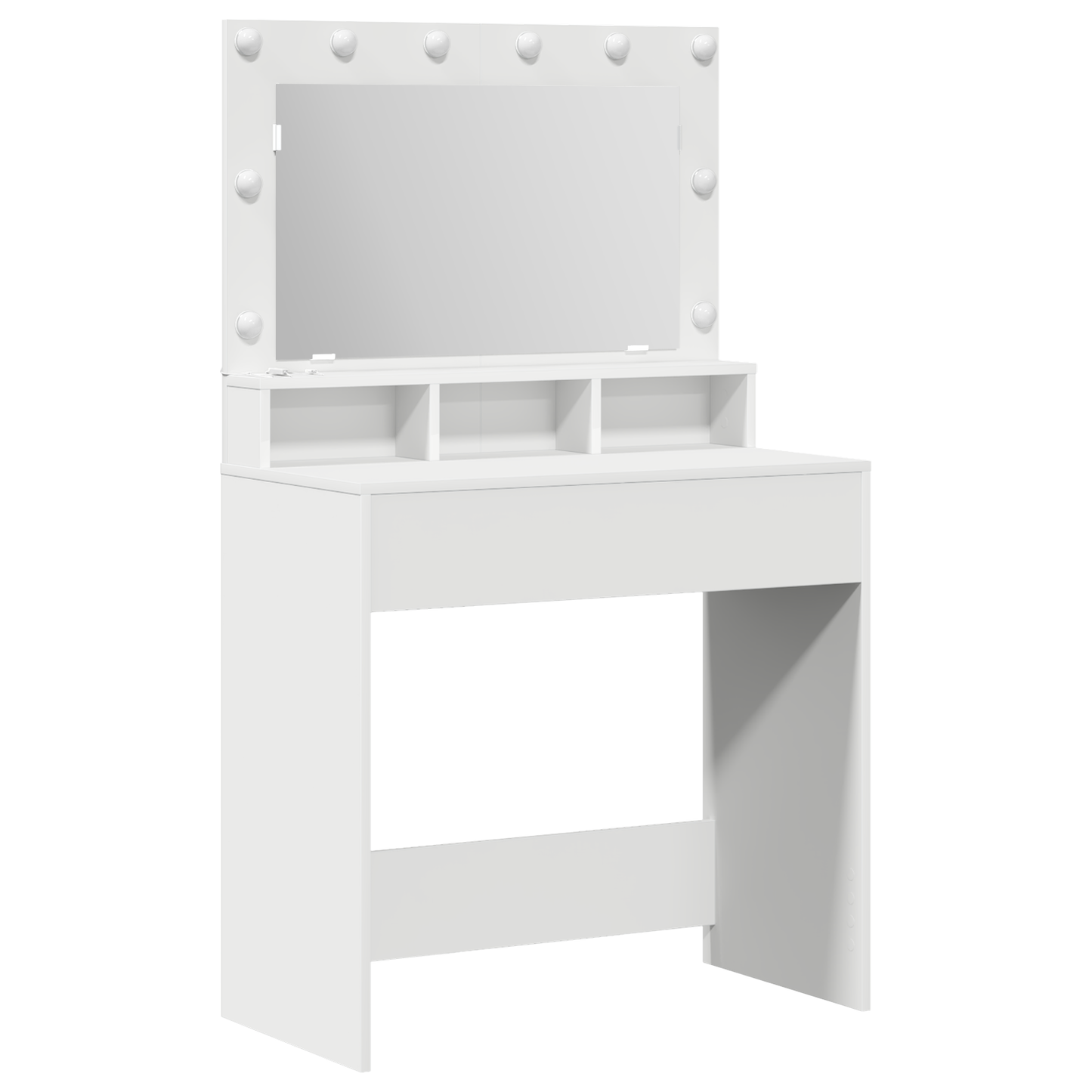 Smykkebord med LED-lamper Hvit 79x41x135 cm