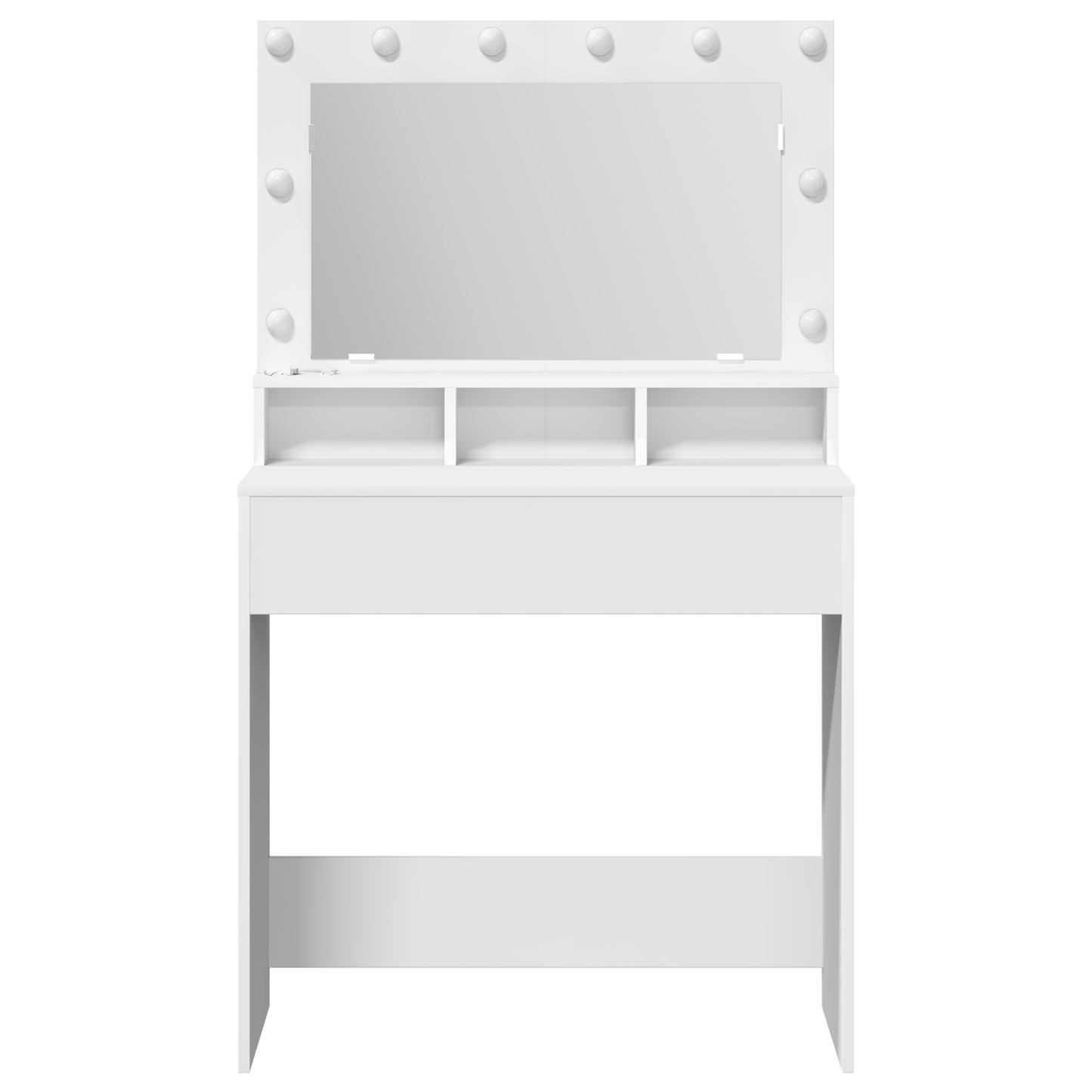 Smykkebord med LED-lamper Hvit 79x41x135 cm