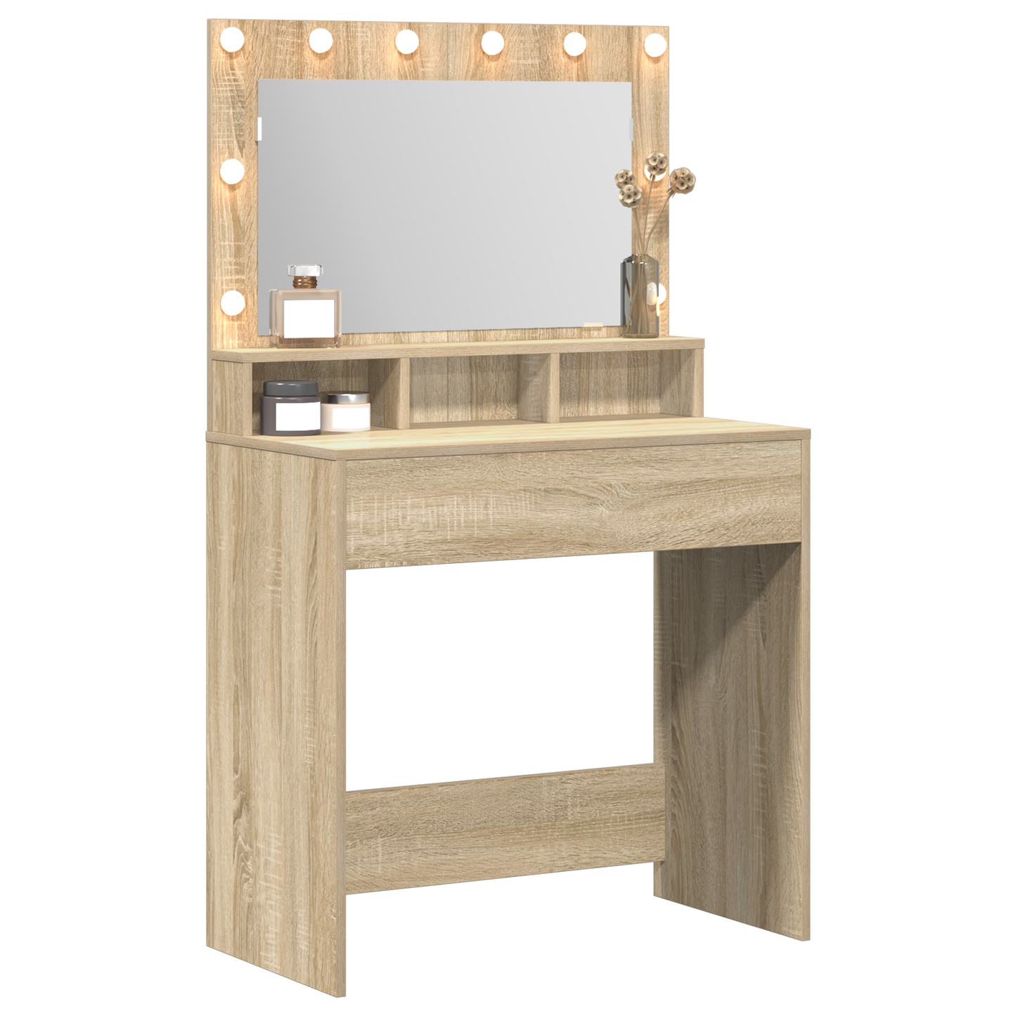 Smykkebord med LED-lys i Sonoma Eik 79x41x135 cm