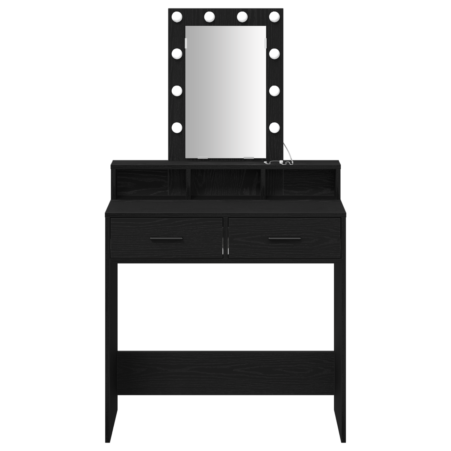 Sminkebord Svart Eik LED 79x41x140 cm