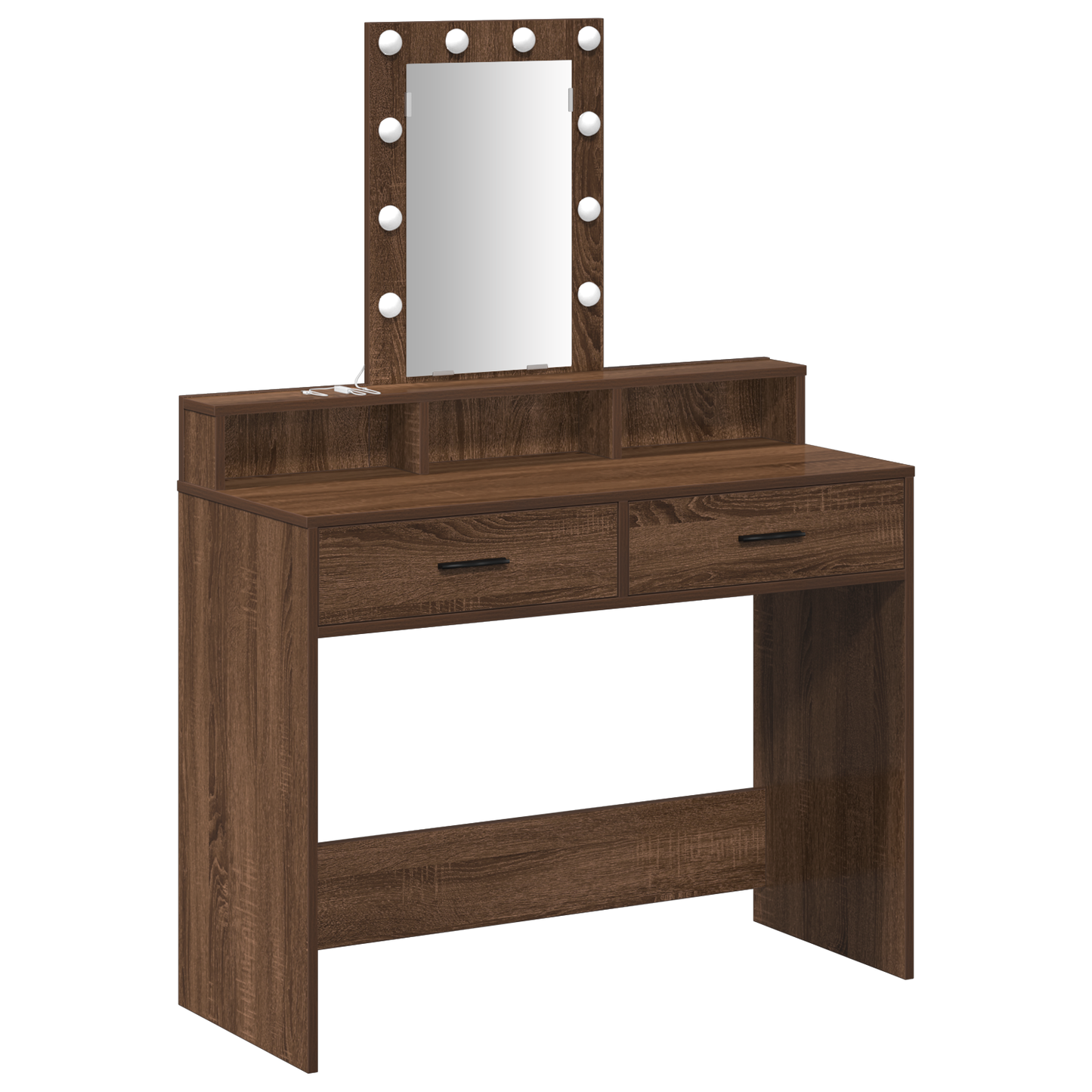 Smykkebord med LED-lamper, Brun Eik, 100x41x140 cm