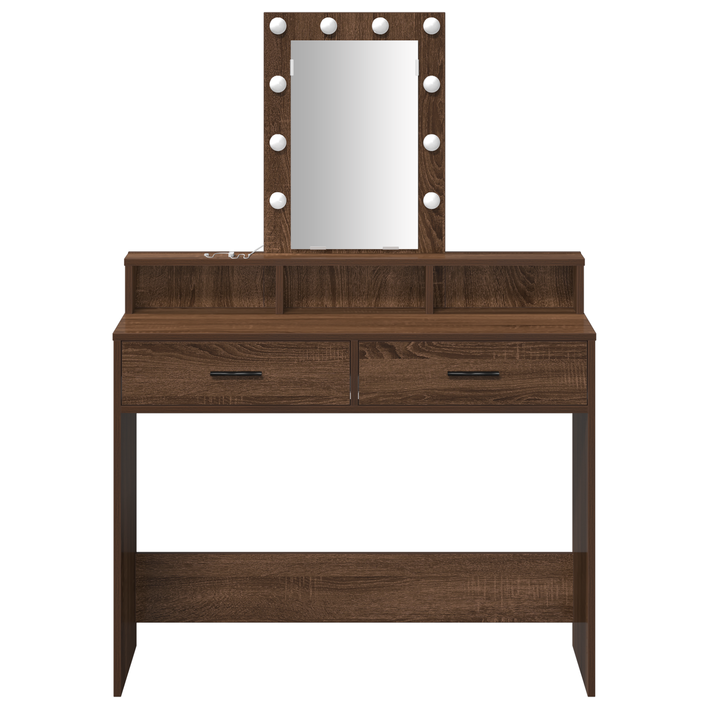Smykkebord med LED-lamper, Brun Eik, 100x41x140 cm