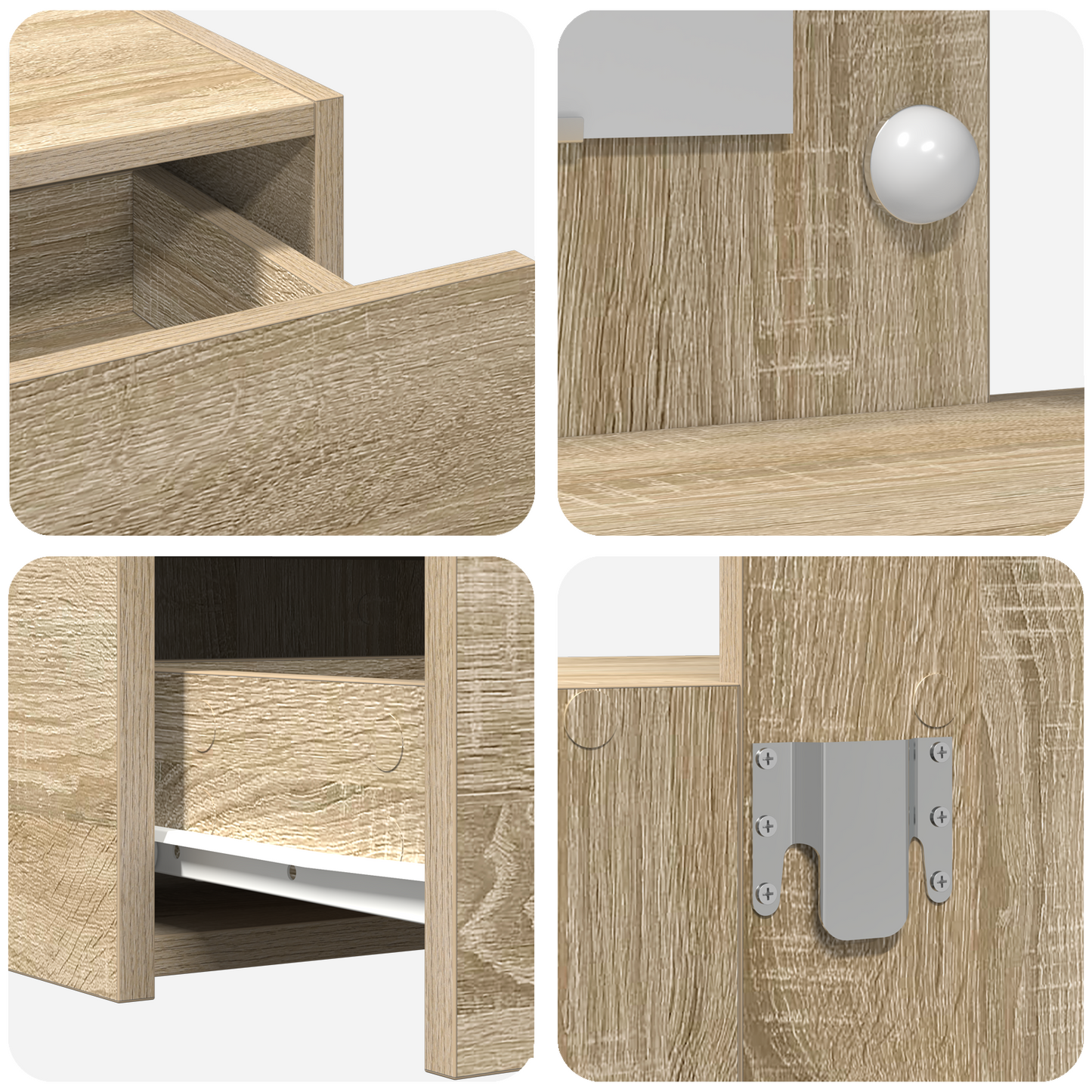 Sminkebord Sonoma Eik Vegghengt LED