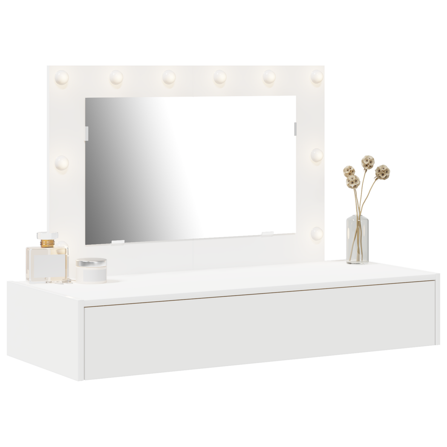 Sminkebord Hvit Vegghengt Dressing Bord LED