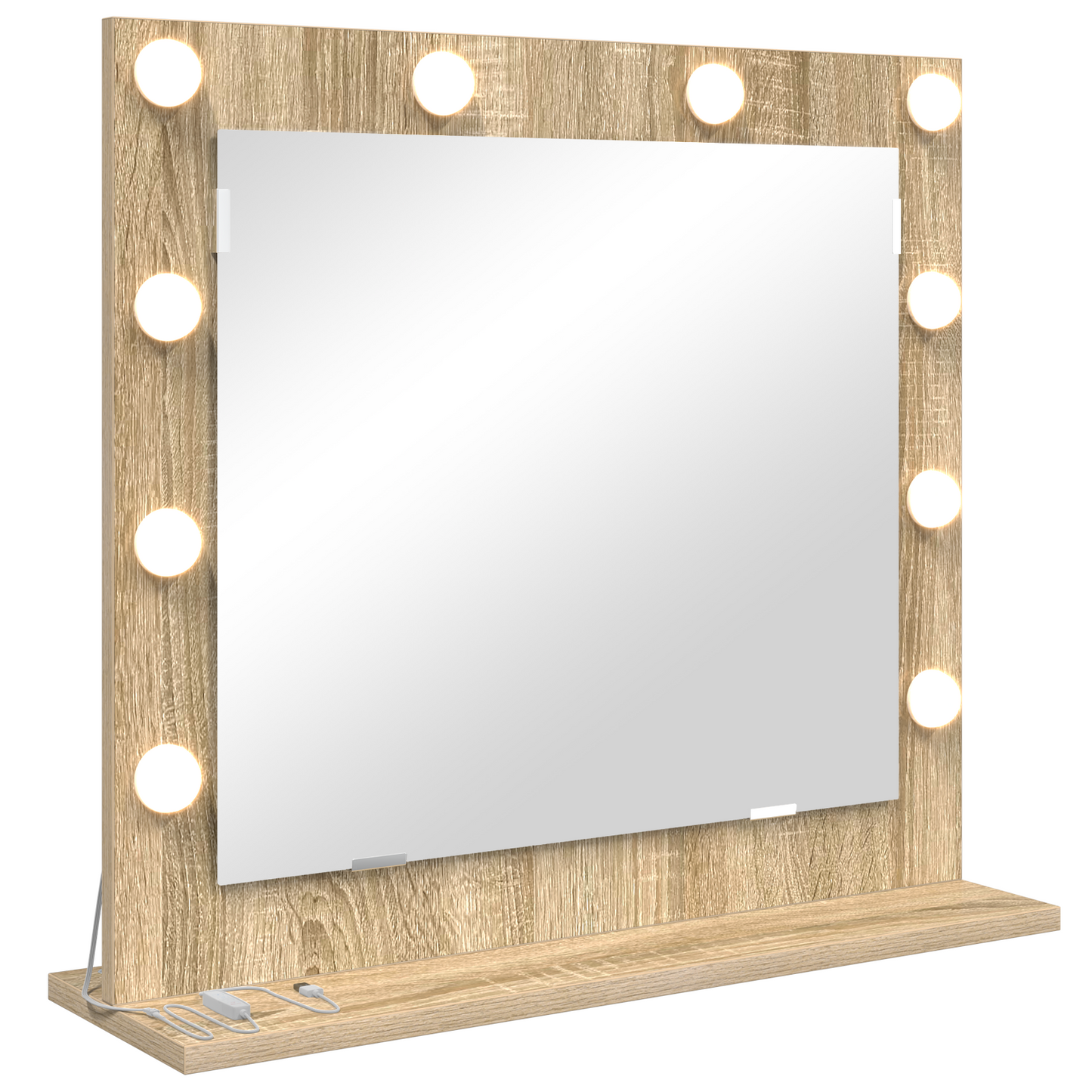 Sminkespeil med LED-lys Sonoma Eik 60x55x18 cm