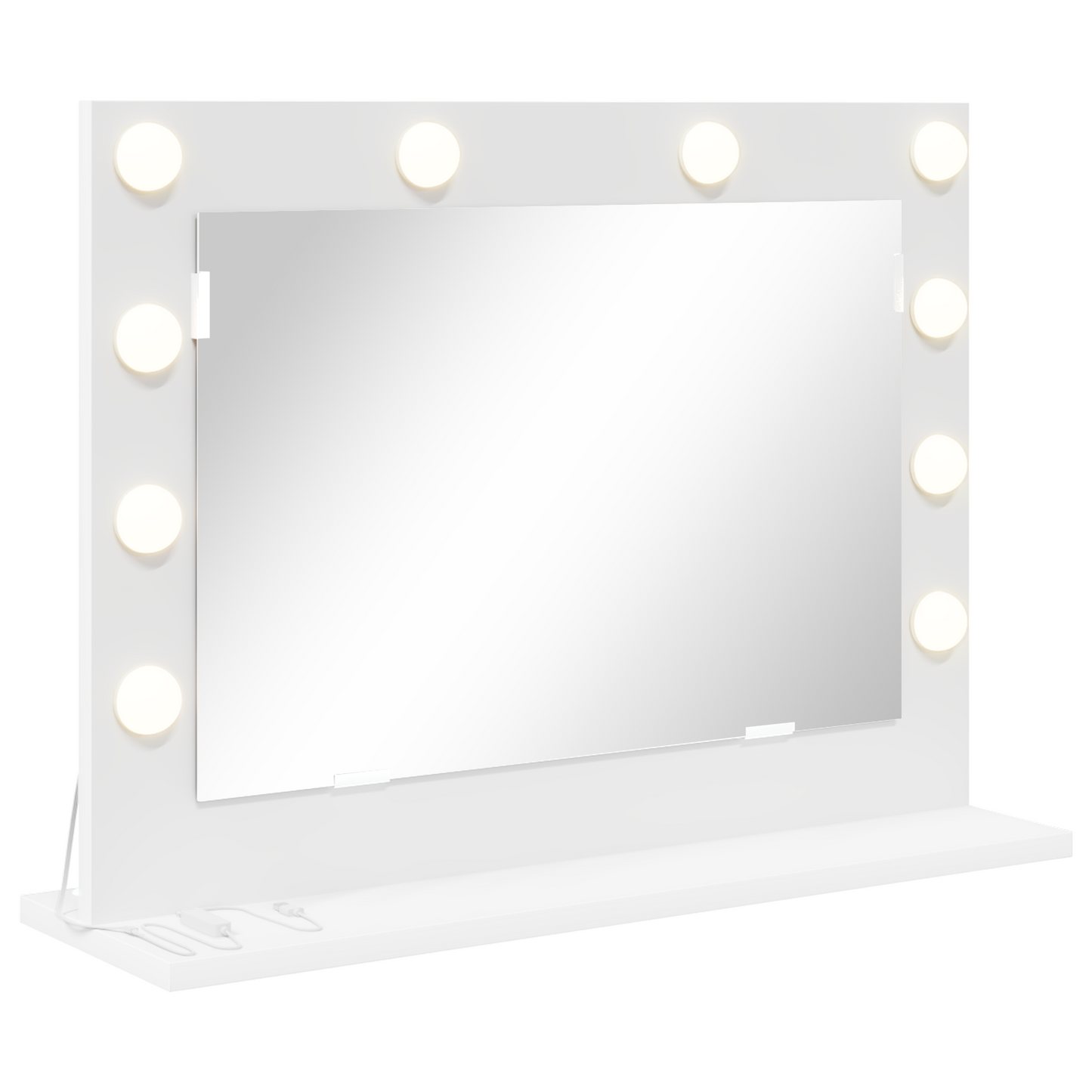 Sminkespeil med LED-lamper hvit 60x45x18 cm