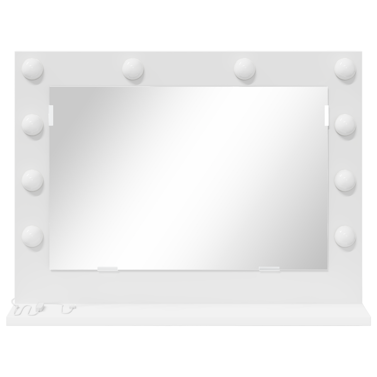 Sminkespeil med LED-lamper hvit 60x45x18 cm