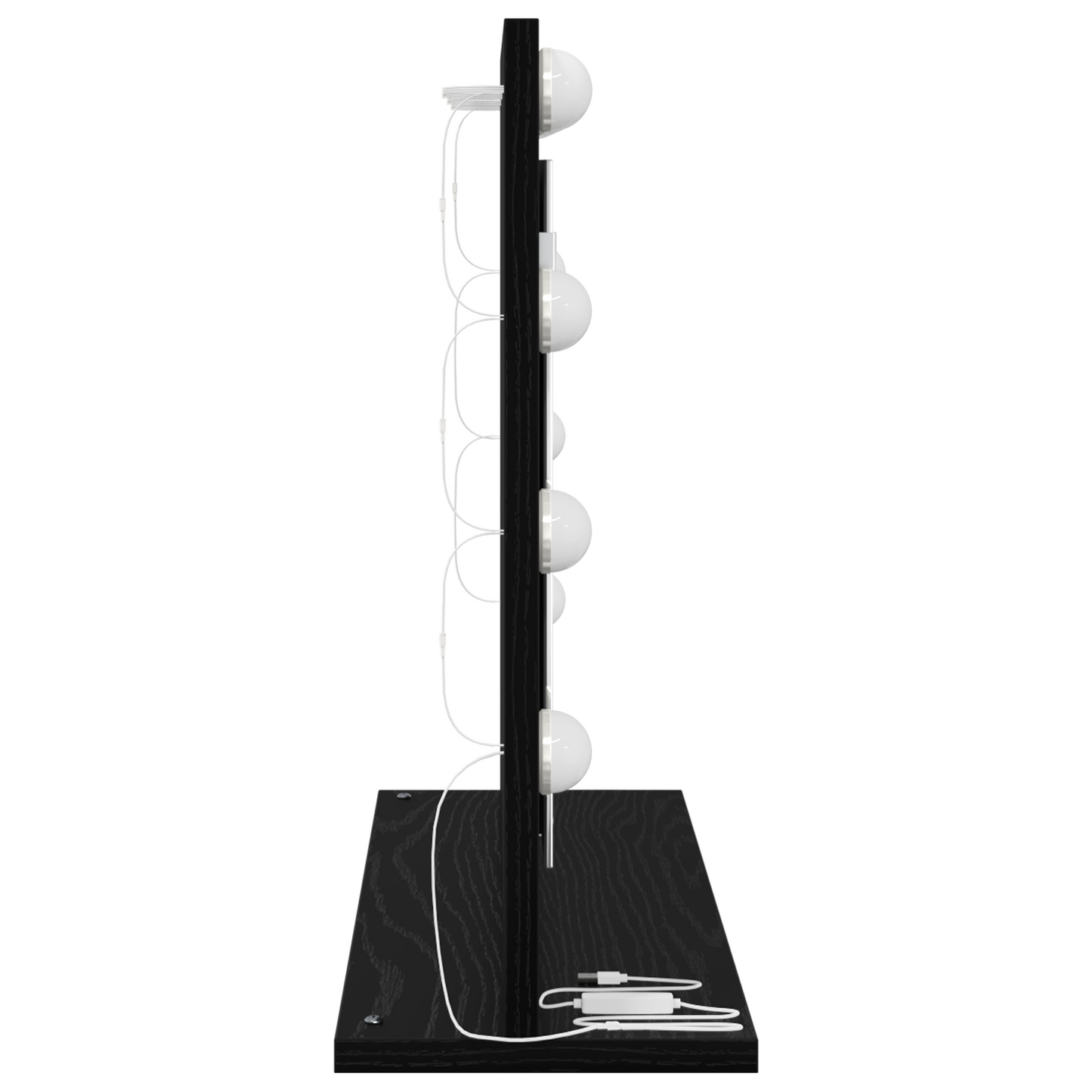 Sminkespeil med LED Lys Svart Eik 60x45x18 cm