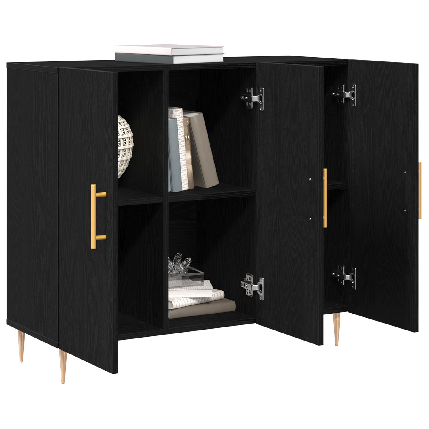 Skjenk Svart Eik 90x34x80 cm Lagd av Tre