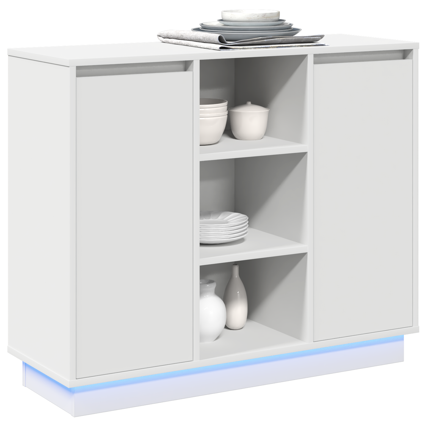 Skjenk Hvit med LED 90x32x75 cm