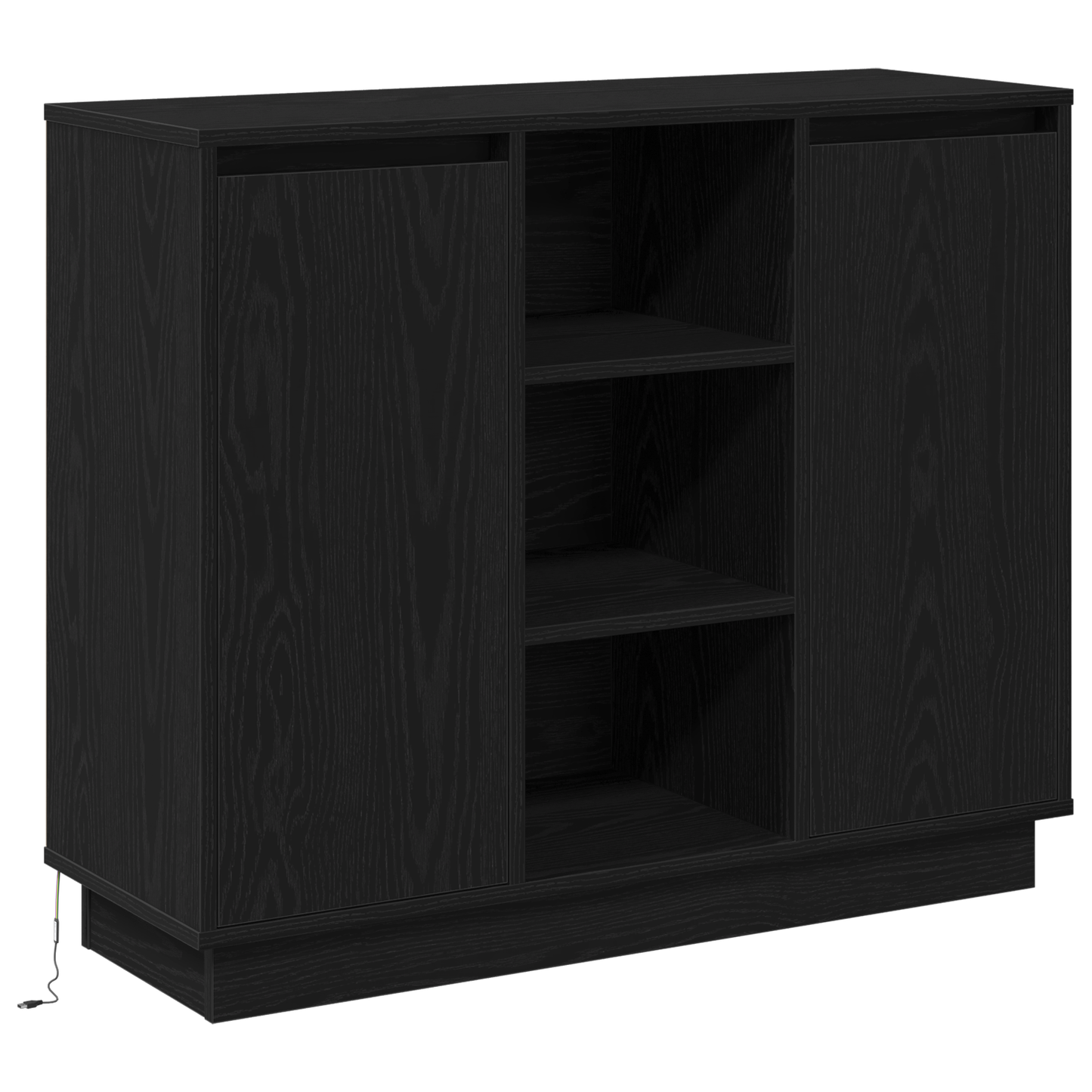 Skjenk Svart Eik med LED 90x32x75 cm