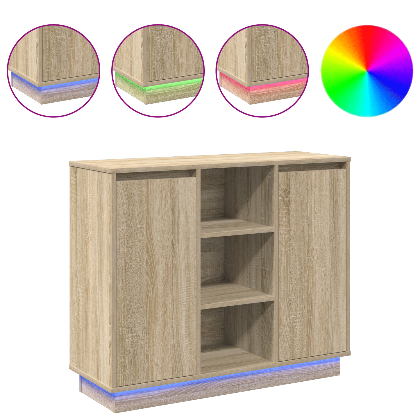Skap Sonoma Eik med LED 90x32x75 cm