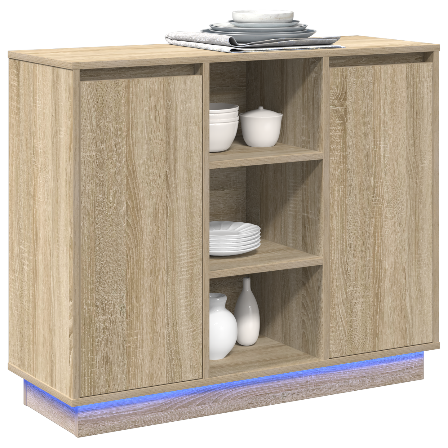 Skap Sonoma Eik med LED 90x32x75 cm
