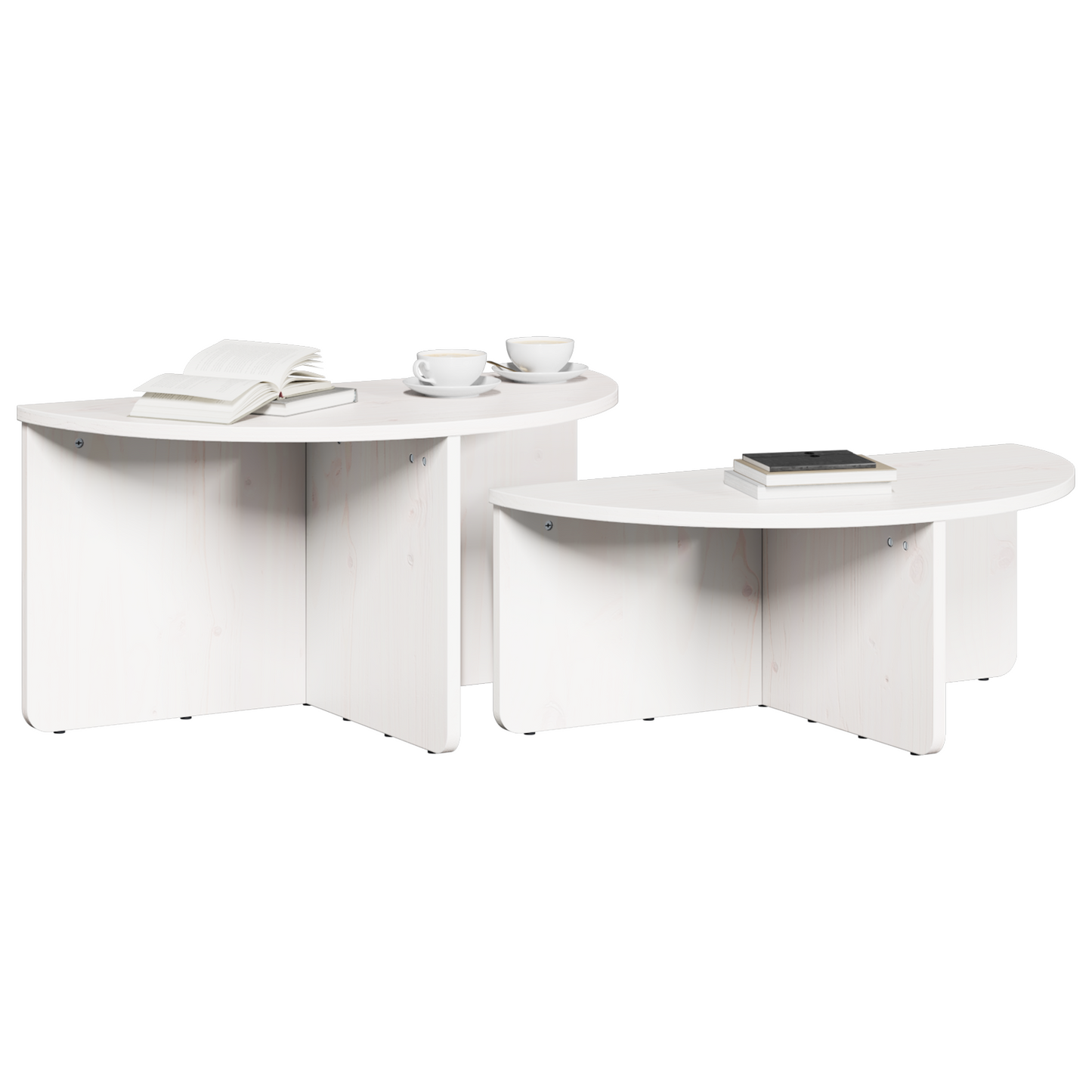 Salongbord Sofabord Hvit 2 stk 79 x 39.5 x 40 cm Massiv furu tre