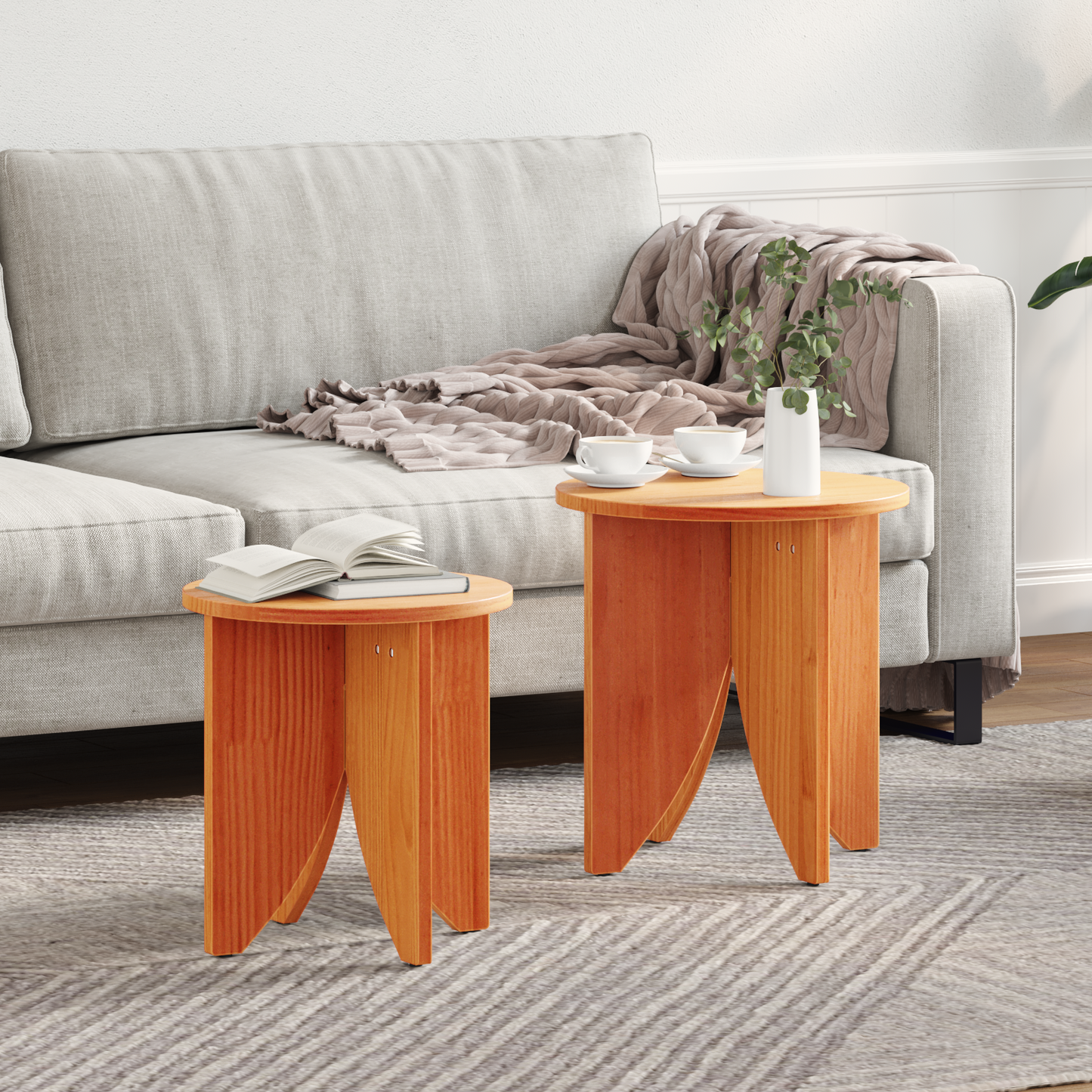 Salongbord Sofabord Brun Sett 2 stk Voksbrun 41,5 x 41,5 x 44 cm