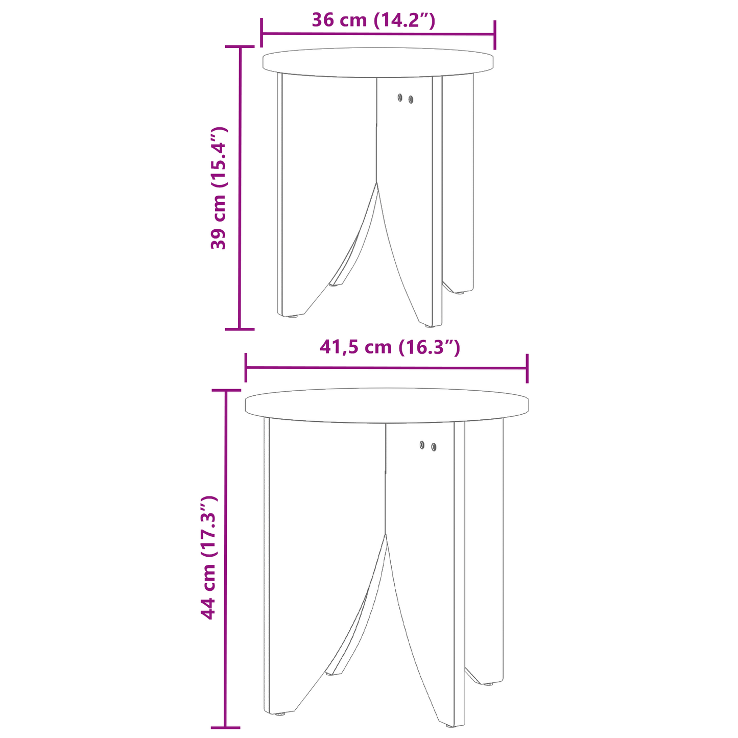 Salongbord Sofabord Brun Sett 2 stk Voksbrun 41,5 x 41,5 x 44 cm