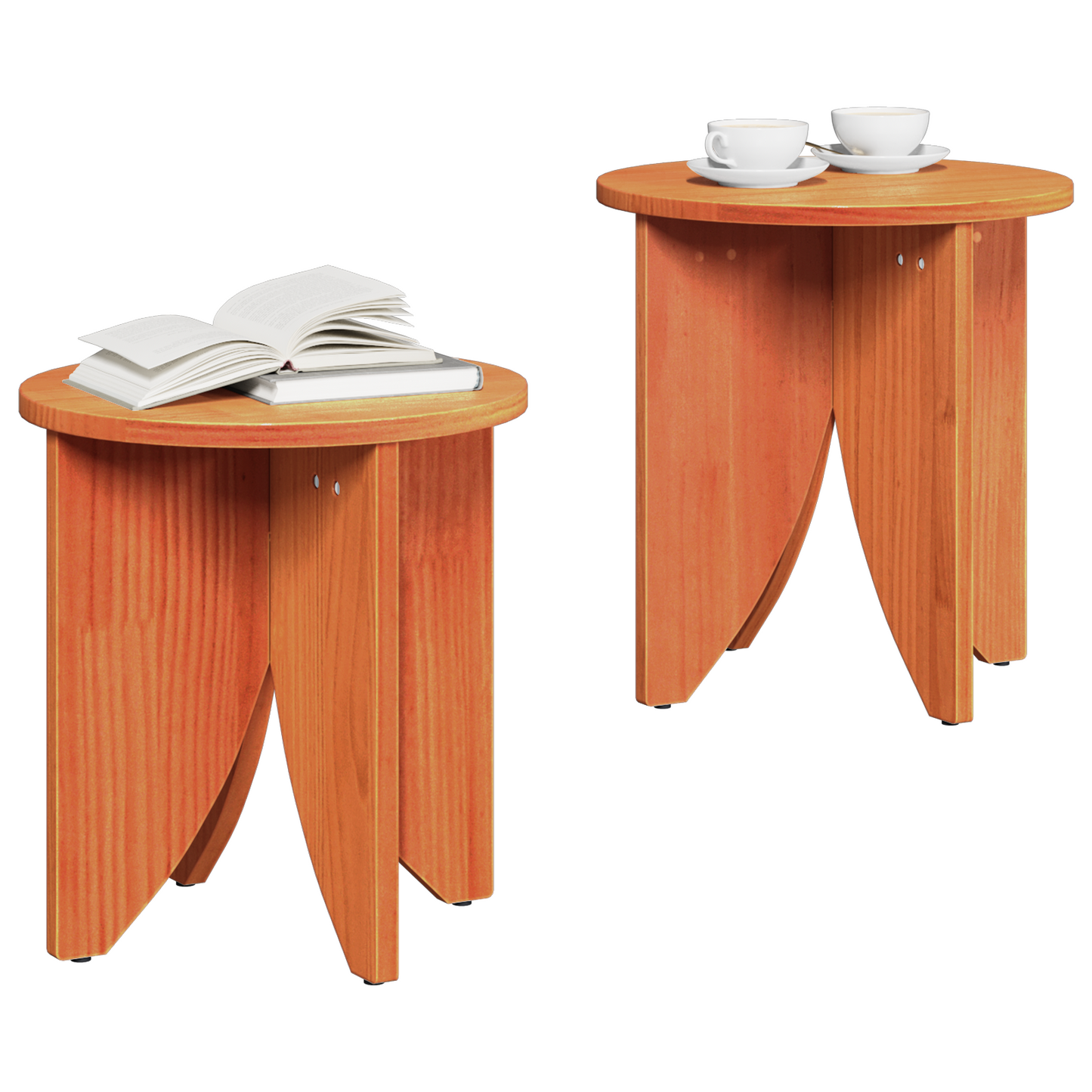 Salongbord Sofabord Brun Sett 2 stk Voksbrun 41,5 x 41,5 x 44 cm