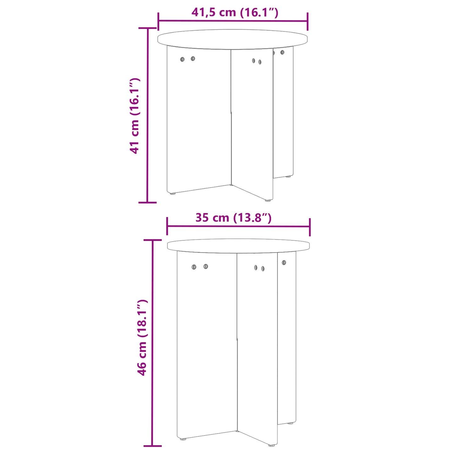 Salongbord Sofabord Brun Sett 2 stk 41,5 x 41,5 x 41 cm Massiv furu tre