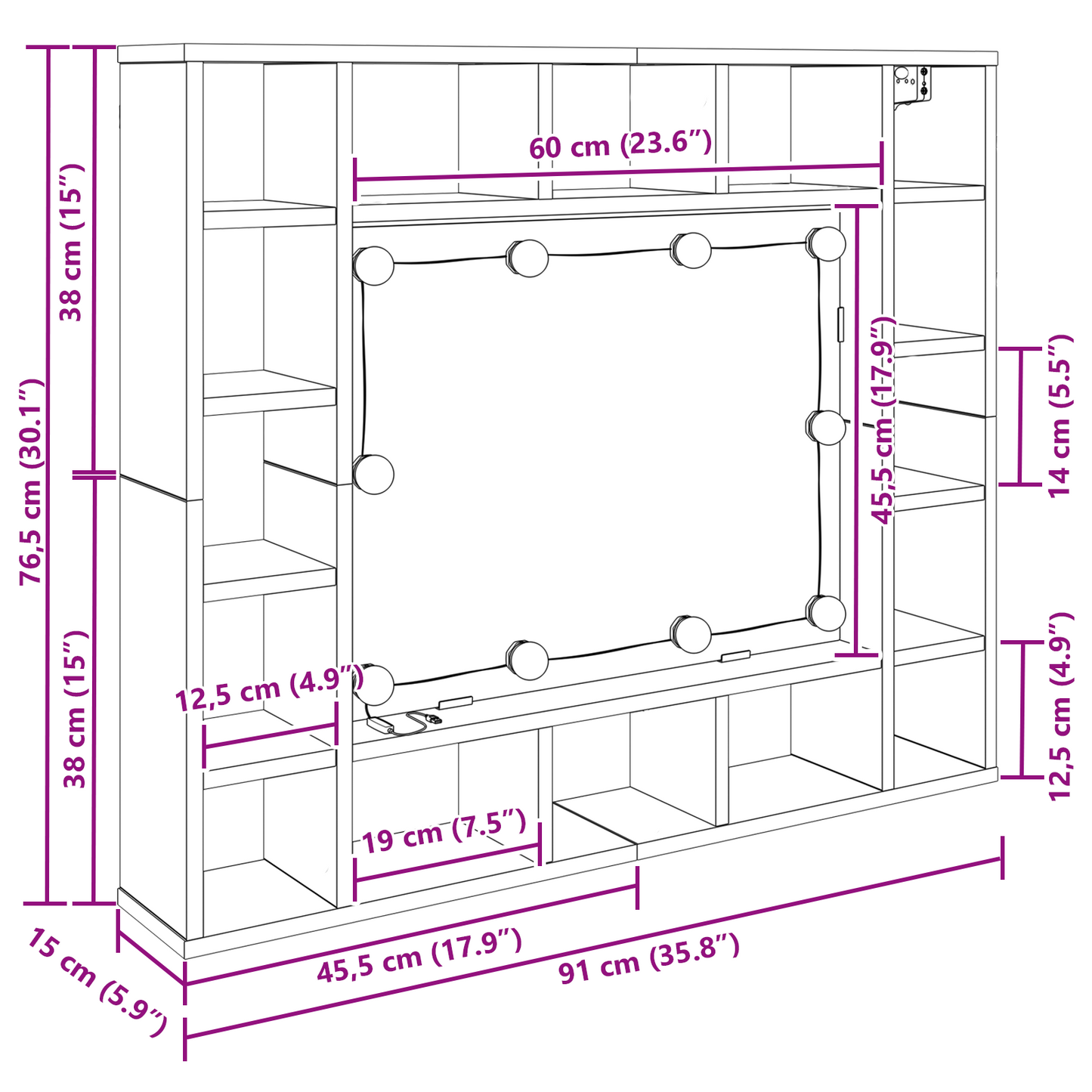 Baderomsspeil Speilskap Gammelt Tre 91 x 15 x 76.5 cm