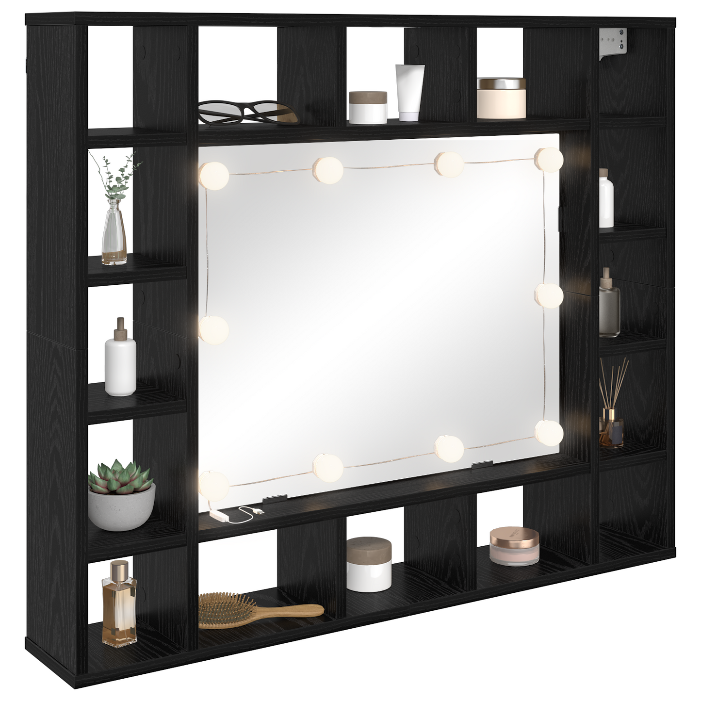 Baderomsspeil Speilskap Svart Eik 91 x 15 x 76.5 cm