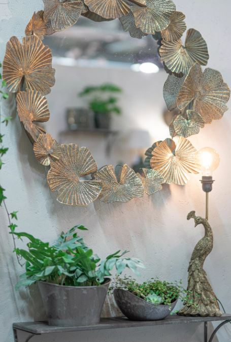 Bordlampe Lampefot Peacock Gold Poly 18x17x51cm