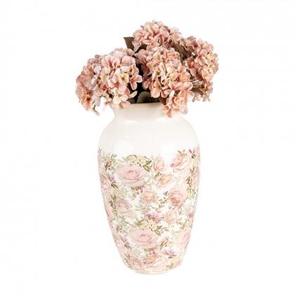 Dekorativ vase  21x37 cm Beige Rosa Roser , hemmetshjarta.no