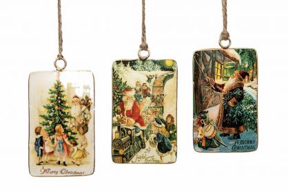 A Lot Decoration - Juletrepynt Emalje anheng Nostalgi Santa 3-pack , hemmetshjarta.no