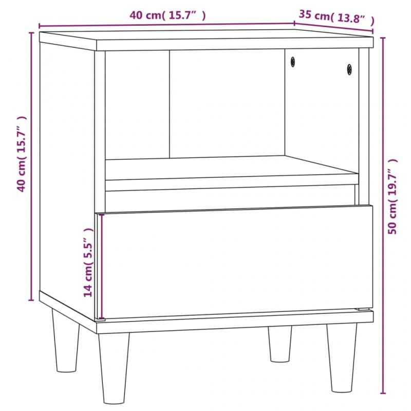 Nattbord Sengbord 40x35x50 cm brun eik , hemmetshjarta.no