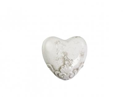 Dekorasjon Figur Heart H4 / L8.5 / B8.5 cm antikk krem 1st , hemmetshjarta.no