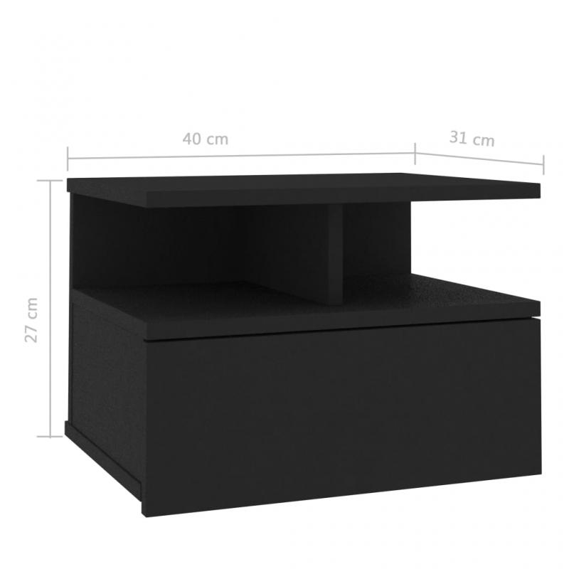 Nattbord Sengbord flytende 40 x 31 x 27 cm sort , hemmetshjarta.no